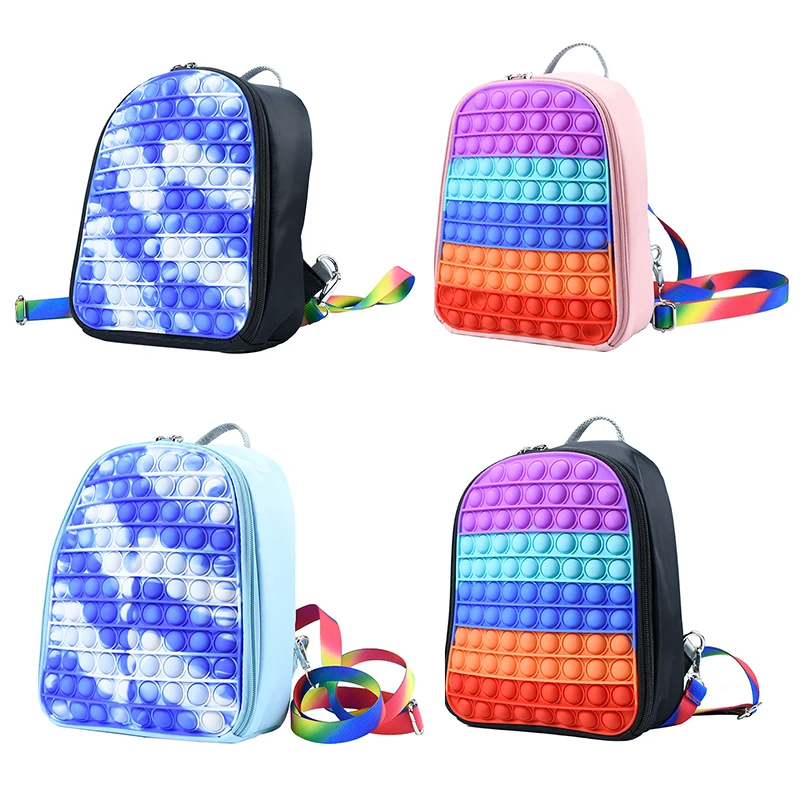 

New Backpack Pop Silicone Push Bubble Backpack Student Bag Sensory Anti-stress Pops Boy Girl Backpack Children Relax Fidget Toys