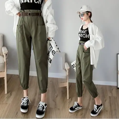 Женские штаны-шаровары осень-лето 2020 женские брюки-карандаш с высокой талией