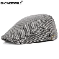 black white plaid newsboy cap women mens british beret hat cotton flat caps adjustable ivy duckbill driver hat