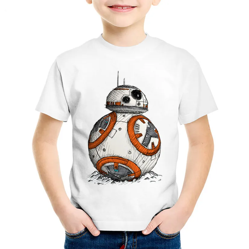 

Модная детская одежда с рисунком BB-8 On The Move, мультяшная футболка для мальчиков, забавные детские футболки, детские Графические футболки с ин...