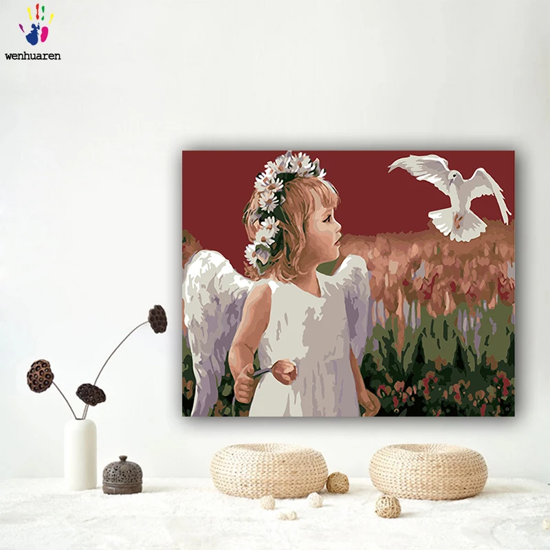 Сделай Сам картинки для раскраски по номерам с цветным маленьким ангелом картина