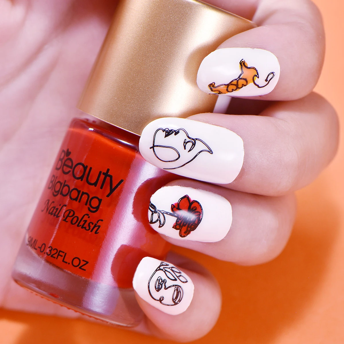 Пластины для стемпинга BeautyBigBang простые линии дизайна ногтей в виде розовых котов