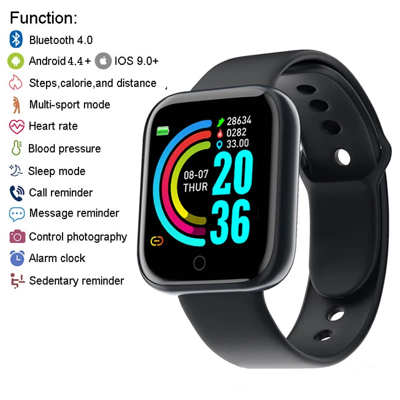 

2021 Women's Watch Y68 Fitness Tracker Bracelet Pedometer Waterproof Men Smartwatch Heart Rate Blood Pressure Add Sports headset