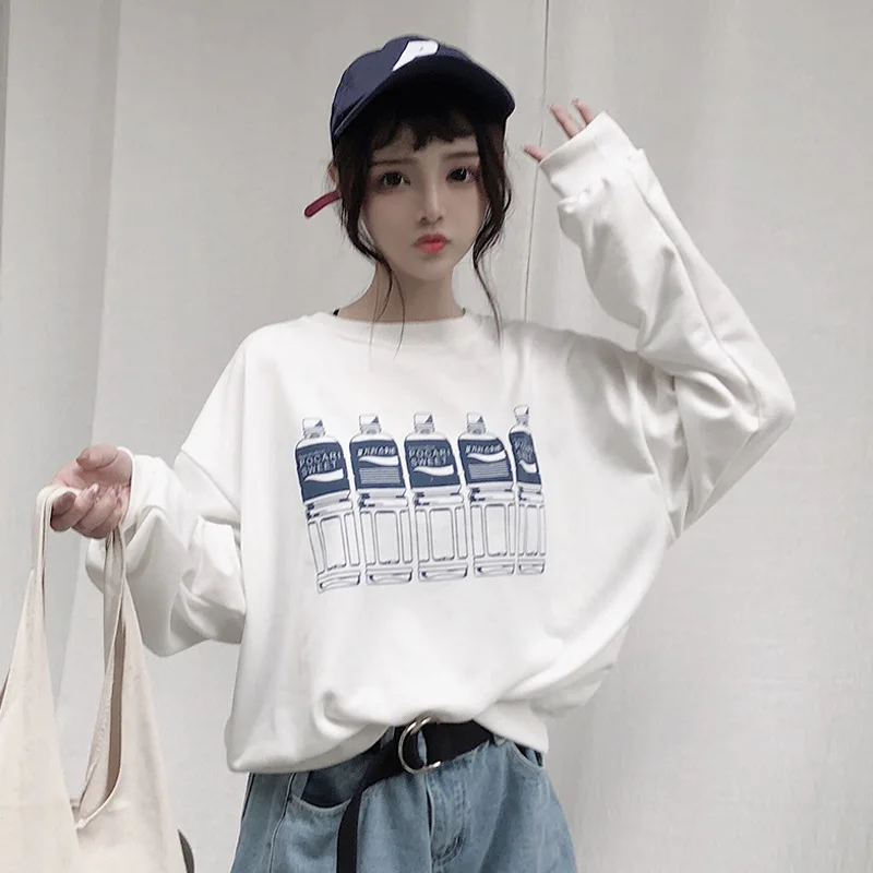 Женские толстовки с капюшоном sudadera mujer пуловеры круглым вырезом и принтом зимняя