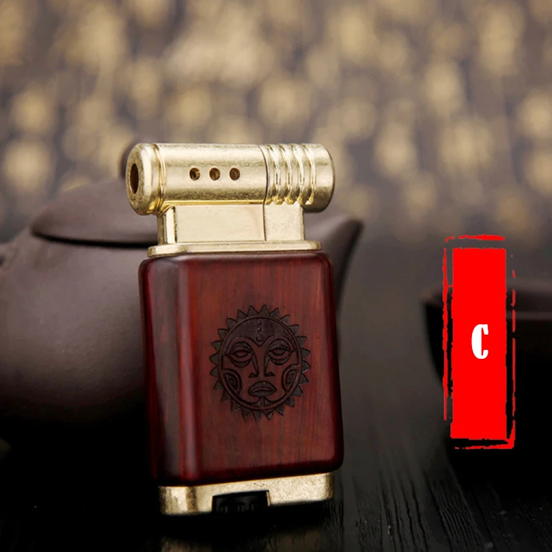 

Sandalwood Butane Retro Lighter Refillable Windproof Lighter Isqueiros Diferentes Dropship Suppliers Smoking Accessories