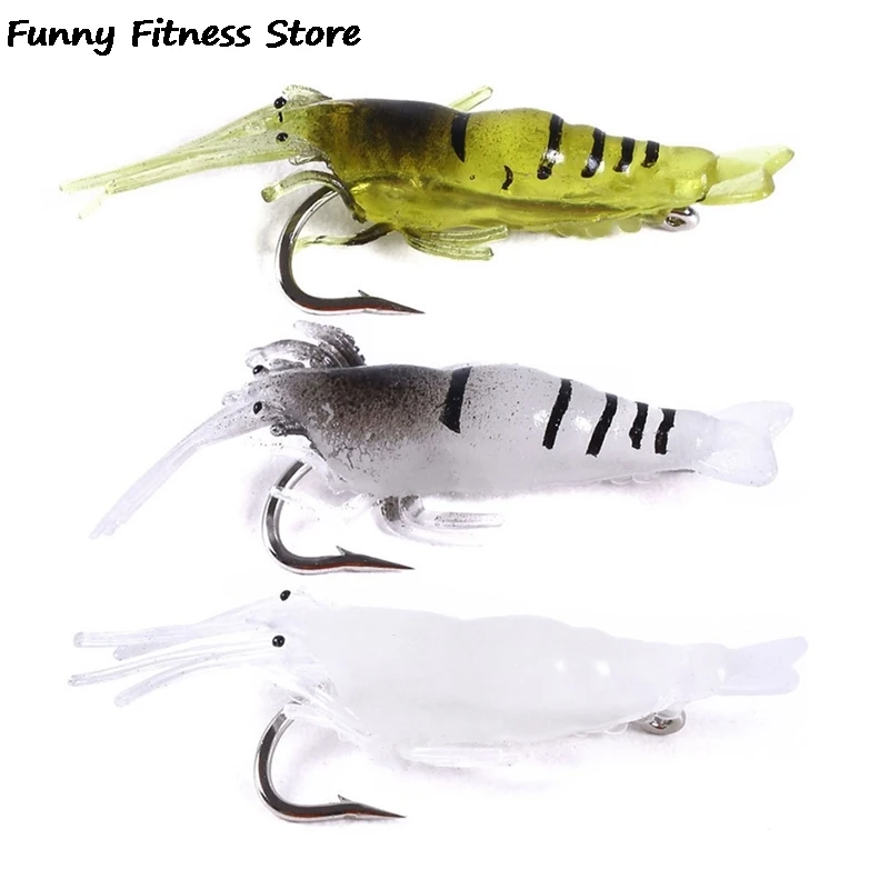 

5PCS Soft Artificial Bass Bait Shrimp Fishing Lures Swimbait Crankbait Pesca Tackle Hooks Accessories 4cm Fishing Wobblers