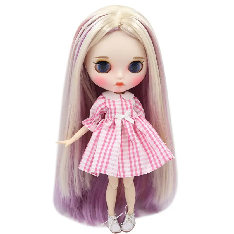 ICY Nude Blyth кукла для No. BL6025/2137/6122 блонд смешанный фиолетовый и розовый волосы резные губы матовые лица шарнир тела 1/6bjd