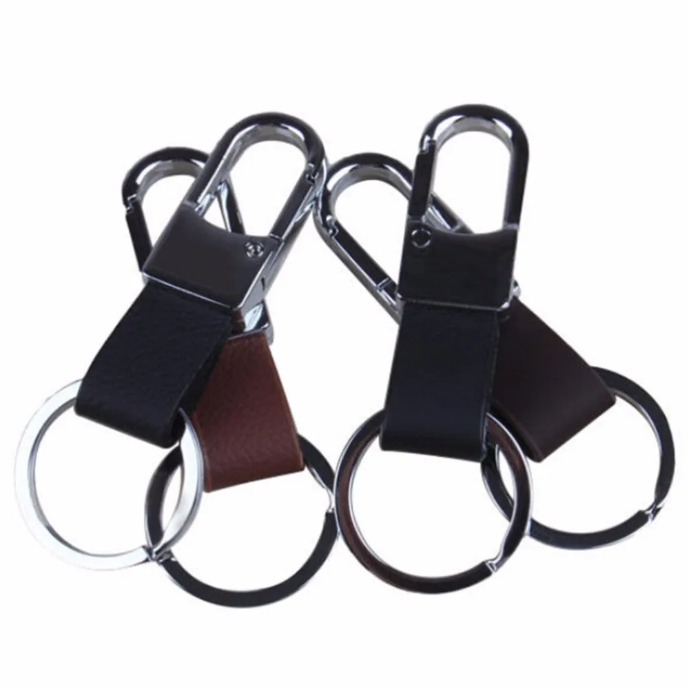 

Wholesale 1PCS New Brown Black Color Men's Faux Leather Strap Keyring Keychain Key Chain Ring Clip Holder