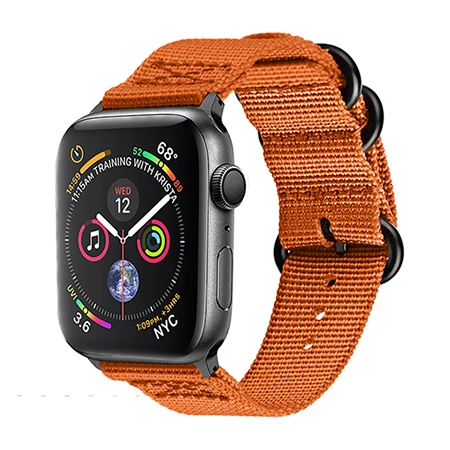 Лидер продаж нейлоновый ремешок для часов для Apple Watch Series 5 4 40 мм 44 мягкие спортивные нейлоновый браслет 38 мм/42 мм, ремешок для наручных часов iwatch 1/2/3 - Цвет ремешка: Orange