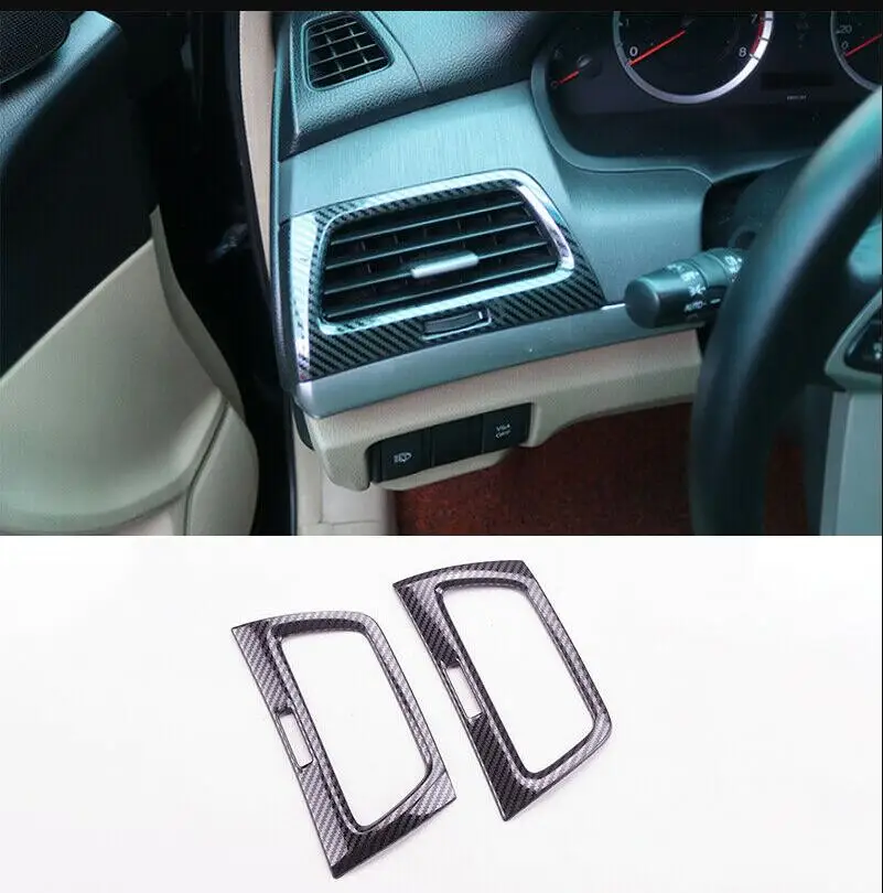 

FOR Honda Accord 2008-2012 2pcs carbon fiber steel console L&R air outlet vent trim