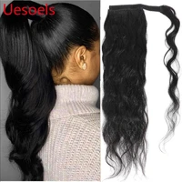 100 remy malaysian 8 24 body wave wrap around natural black clip in ponytail human hair extension for white women in arietis