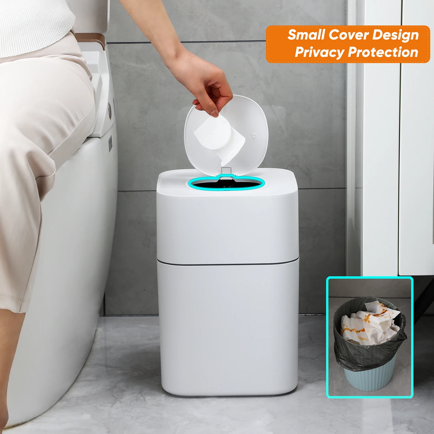 

Joybos Trash Can Square Dustbin Bin for Kitchen Bathroom Bedroom Waterproof Large High-value Privacy Anti-odor Small Round Cover