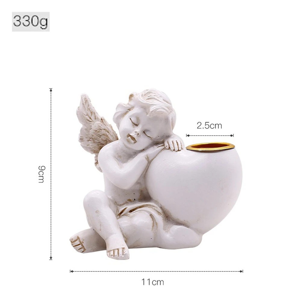 

European Pray Angel Sculpture Candle Holder Vintage Candlestick Crafts Home Wedding Decoration Ornaments Furnishing Girl Gift