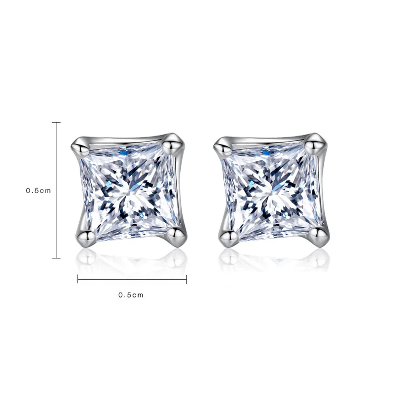 

DI-329 S925 sterling silver earrings AAA square 55 zircon inlaid factory direct female jewelry gifts