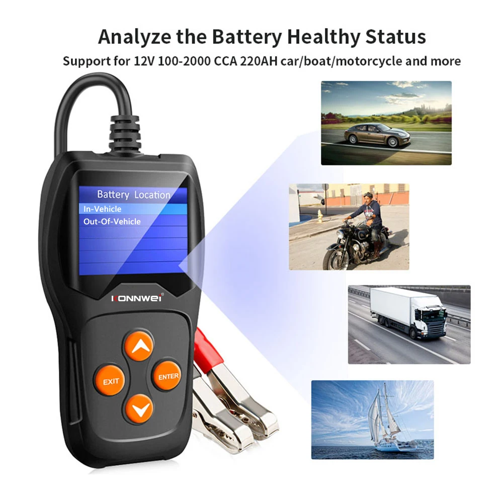 KW600 Car Battery Tester For 12V Analyzer 100 to 2000 CCA 12 Volts tools for Quick Cranking Charging Diagnostic | Автомобили и
