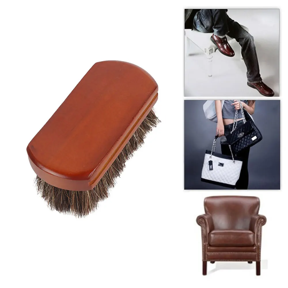 

1Pcs Horsehair Shoe Shine Brush with Horse Hair Bristles for Boots, Shoes & Other Leather Care