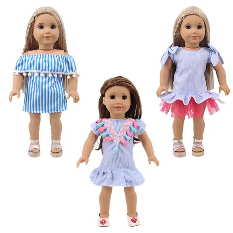 

Born New Baby Doll Clothes Fit 18 inch 40-43cm American Doll Suspender Blue Girl's Clothes Accessories For Baby Birthday Gift