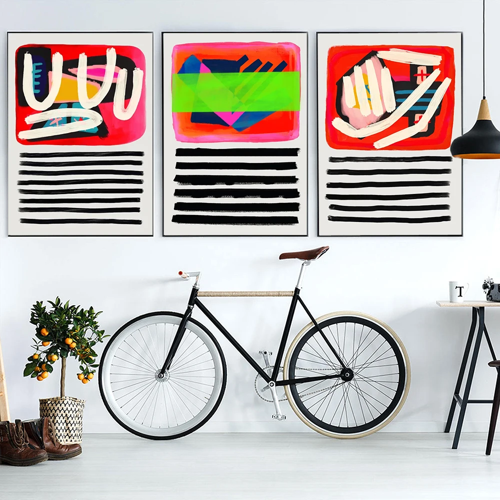 

Hexagone Fox Velvet Art Canvas Posters Abstract Geometric Line Scene Green Painting Wall Print Pictures Livingroom Home Decor