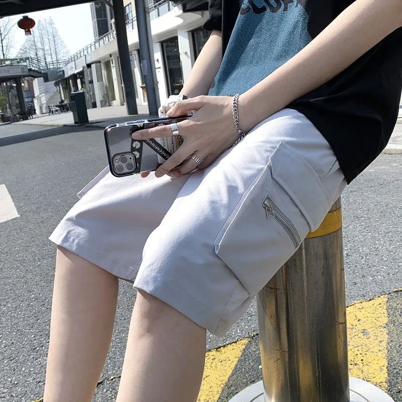 Шорты-карго мужские на молнии повседневные брюки уличная одежда в стиле