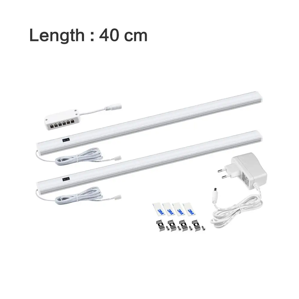 2x40cm With Power Светодиодный Кухня светильник Спальня замена лампы Цвет 12V ручная развертка движения Сенсор 220V светодиодный шкаф светильник Инж - Цвет: 2x40cm With Power