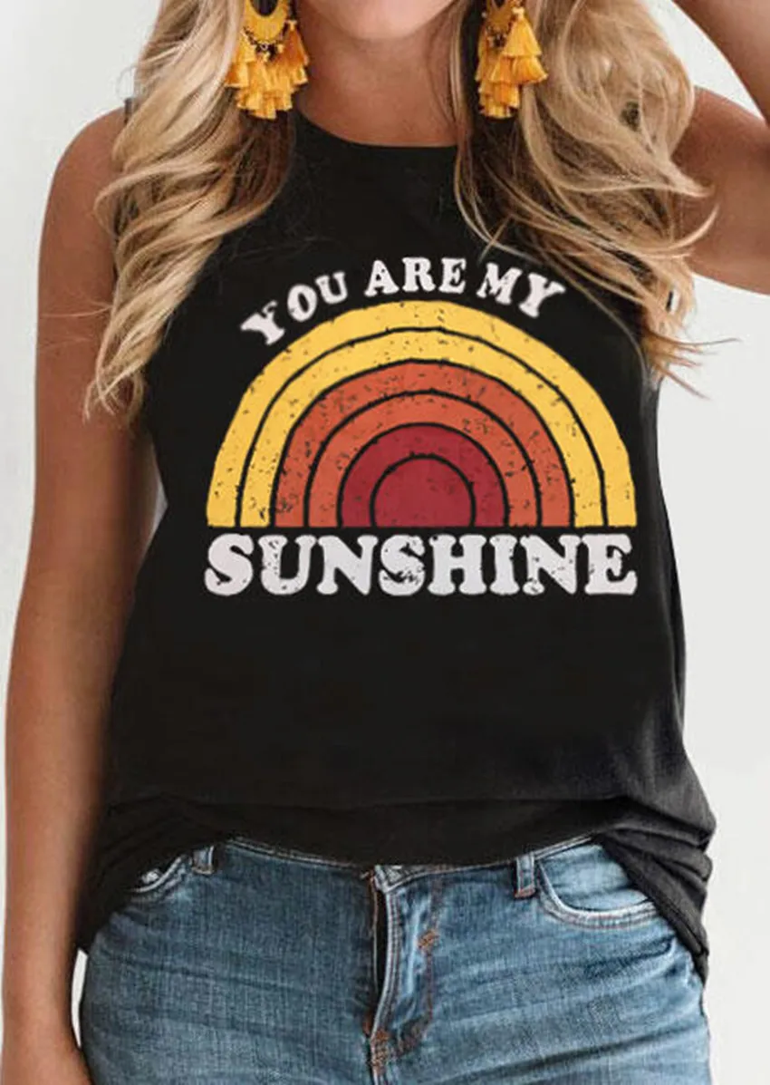 Майка с принтом You Are My Sunshine женская летняя майка без рукавов модная футболка