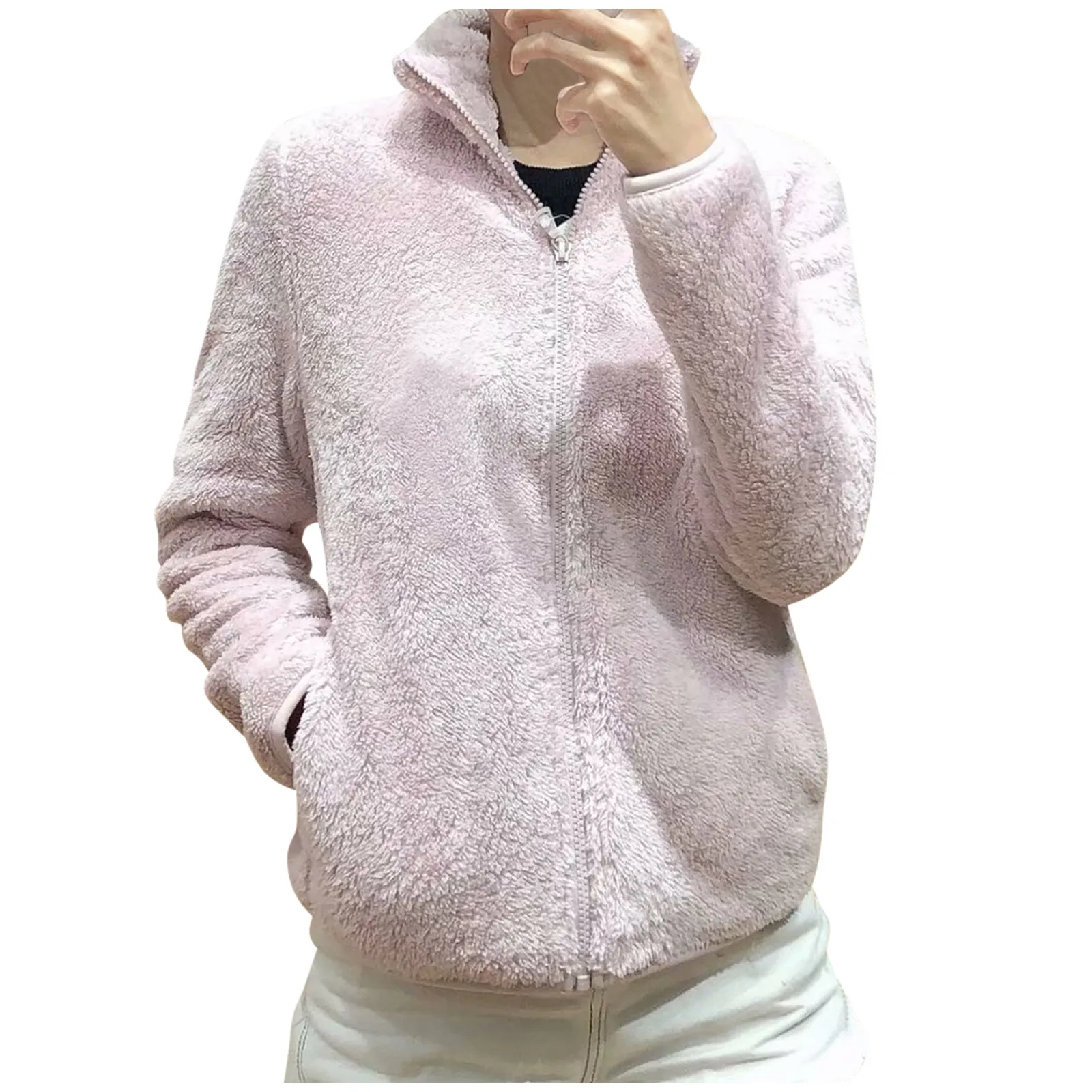 

Пальто из искусственного меха, новые женские мягкие теплые пальто на молнии, однотонное женское приталенное пальто, топы, зимние Плюшевые к...