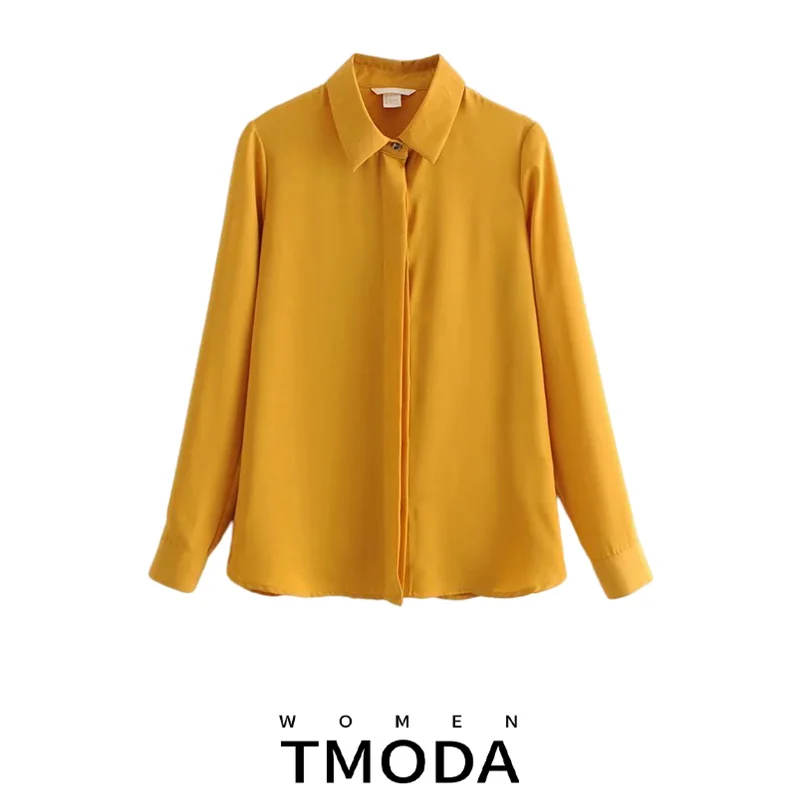 Женская шифоновая блузка TMODA305 Za Повседневная Блузка с отложным воротником и