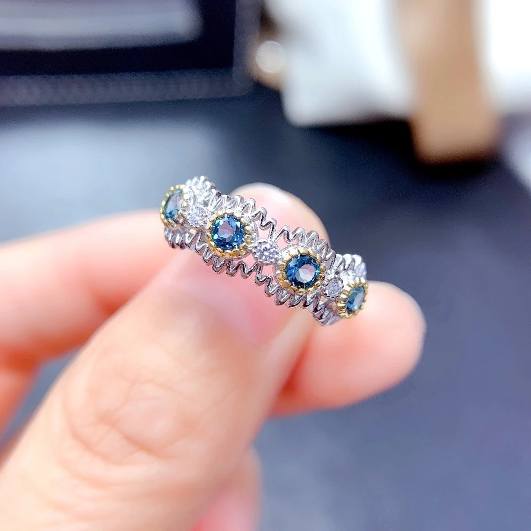 

Женское кольцо MeiBaPJ из серебра 925 пробы с голубым топазом 3 мм