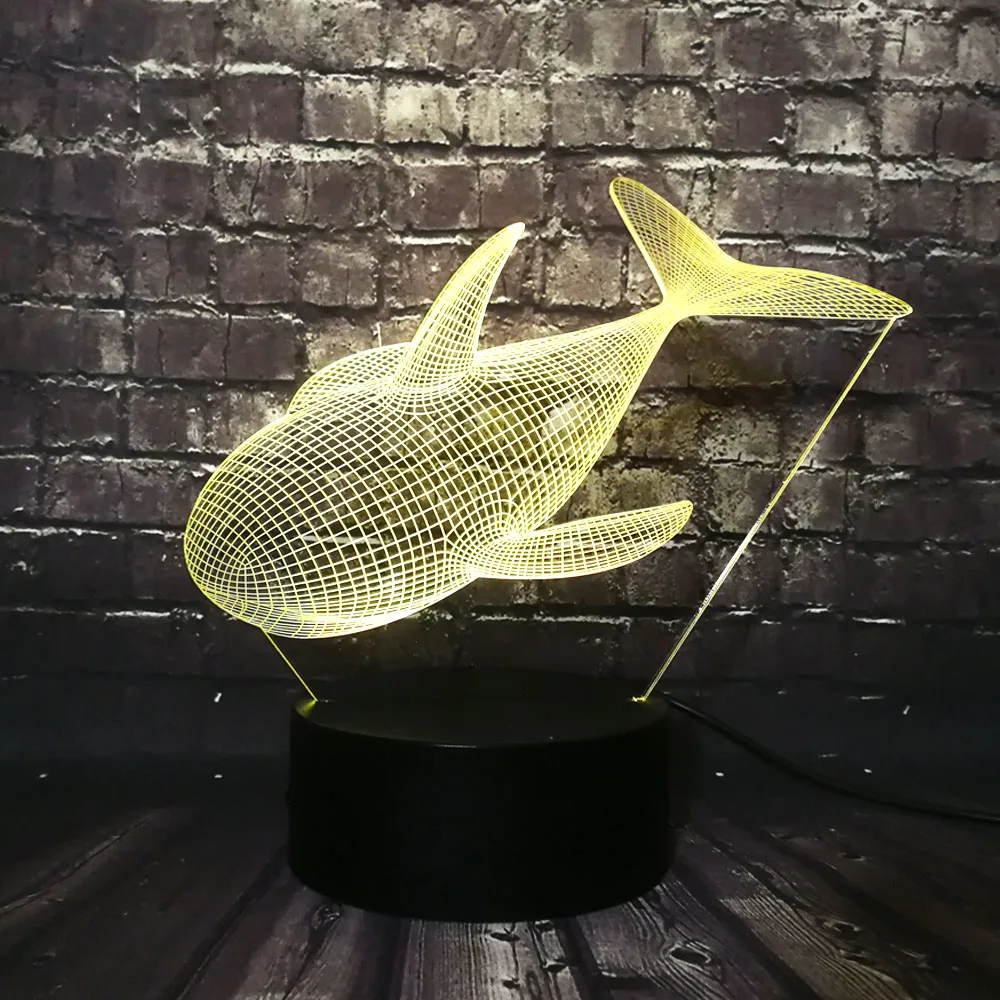 Милый морской Кит 3D светодиодный ночник блеск для детской спальни USB Сенсорная