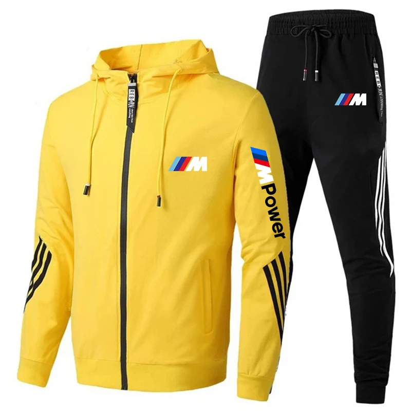 

2021 New Men's Football Sets Zipper Hoodie+Pants Two Pieces Casual Tracksuit Male Sportswear Gym Brand Clothing Sweat Suit