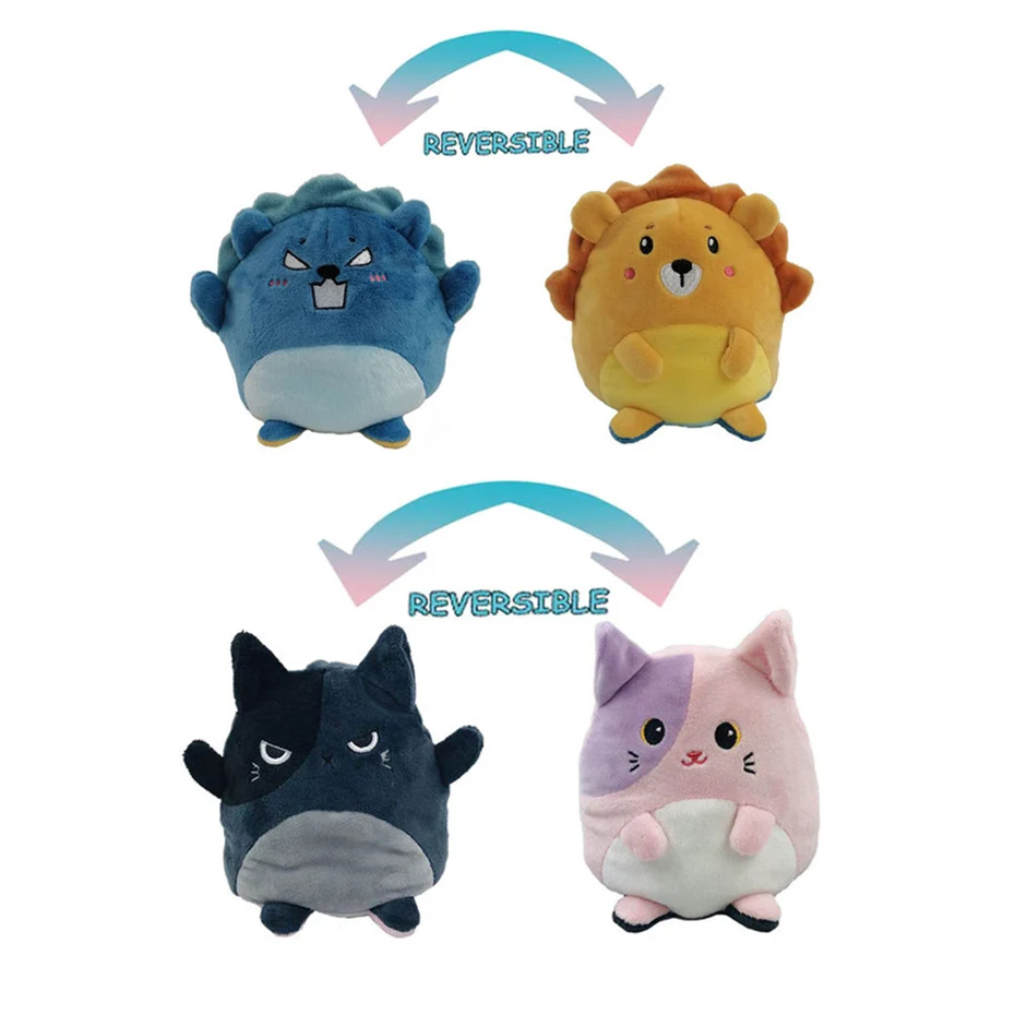 

Creative Cute Reversible Cat Plush Toy Soft Animal Double-sided Flip Plush Cat Toy Family Baby Kid Lion Stuffed toy Gifts