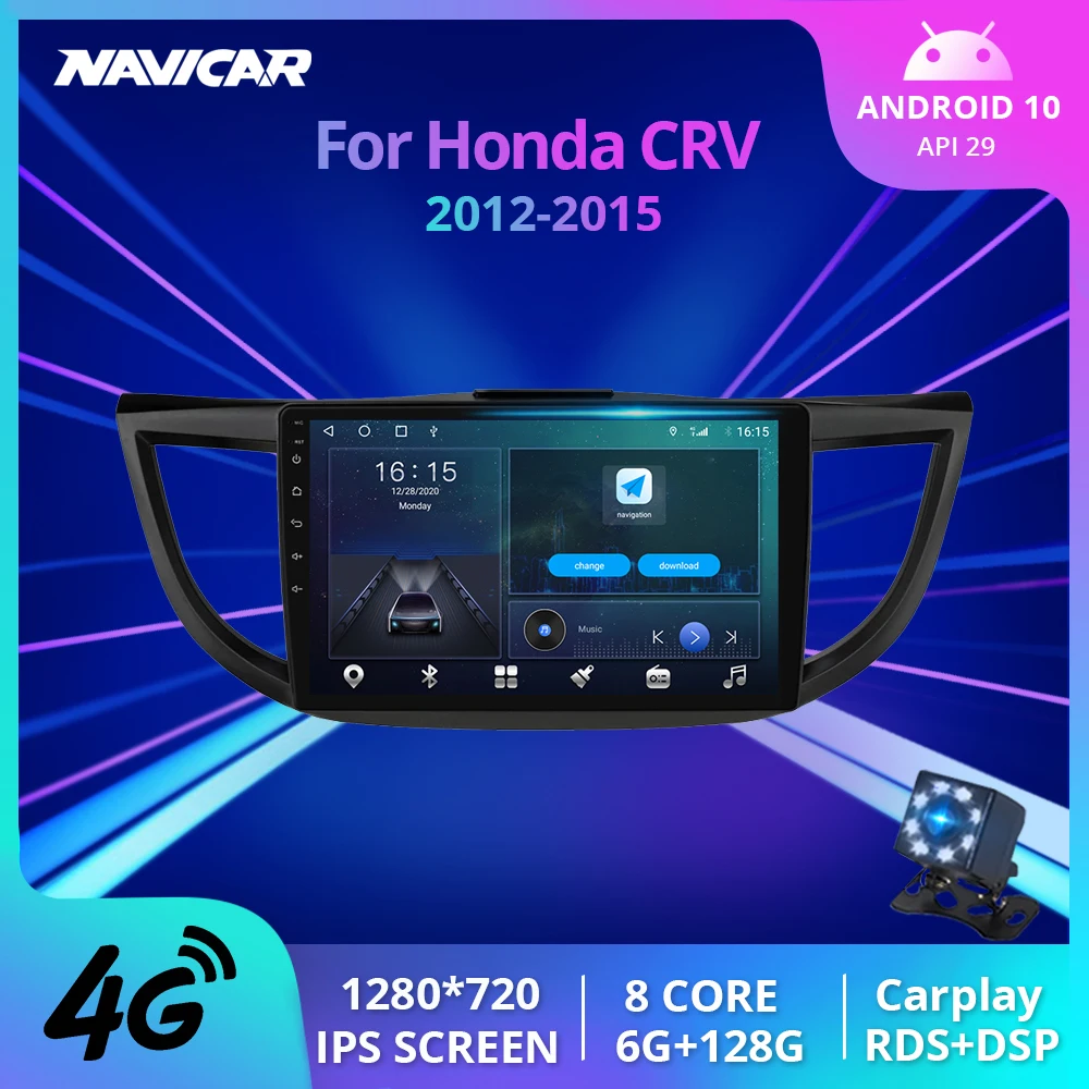 

NAVICAR 2Din Android10.0 Автомобильная магнитола для Хонда сrv CR-V 2012-2015 GPS навигации стереофонический радиоприемник авто радио DSP автомобильный ресивер...