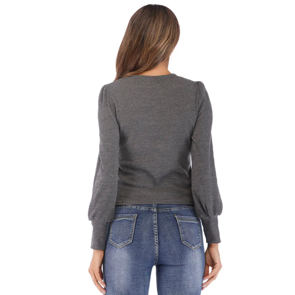 

Fashion Solid Slim Blouse Casual Winter Clothing Ladies O-Neck Basic Tops Female Womens Tops Long Sleeve Shirt Blusa Pullover