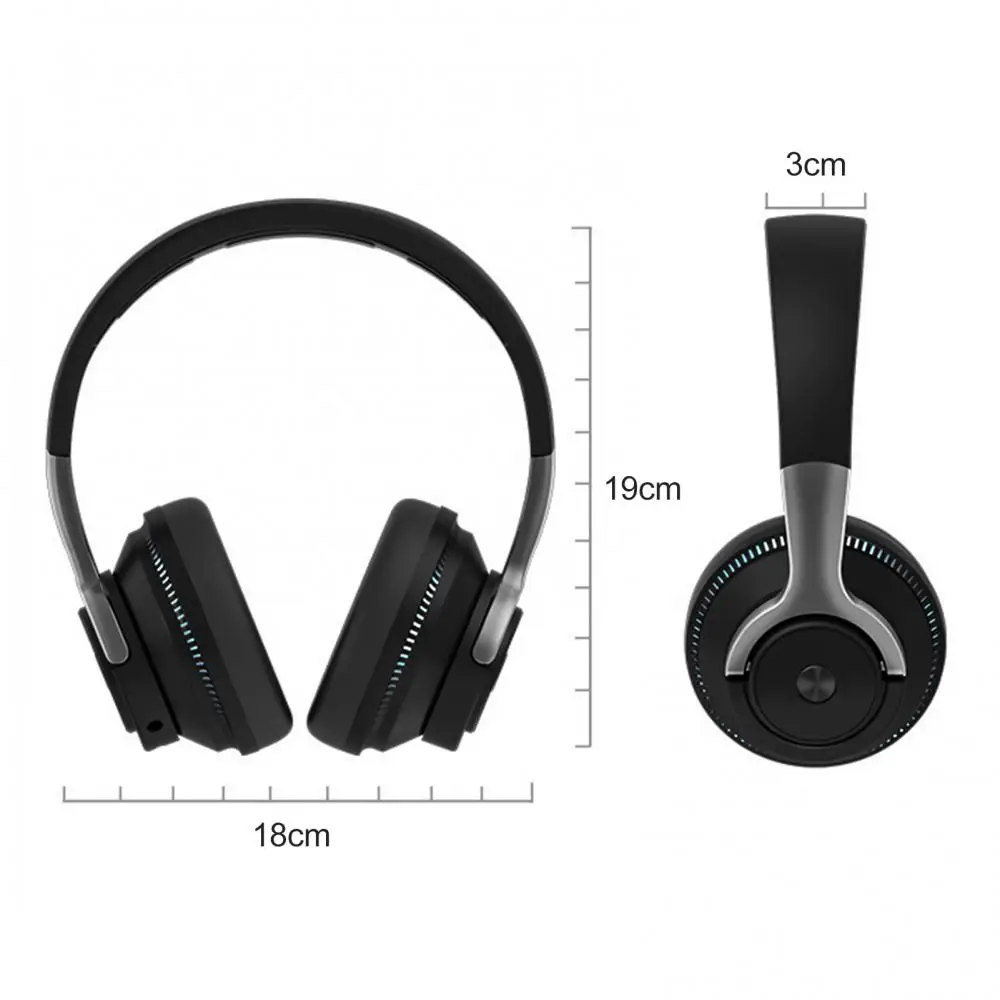 

Aygo H2 Wireless Headphones Bluetooth 5.1 Stereo Portable Foldable Headset Multicolor LED Light Built-in Mic Earphone for Phone