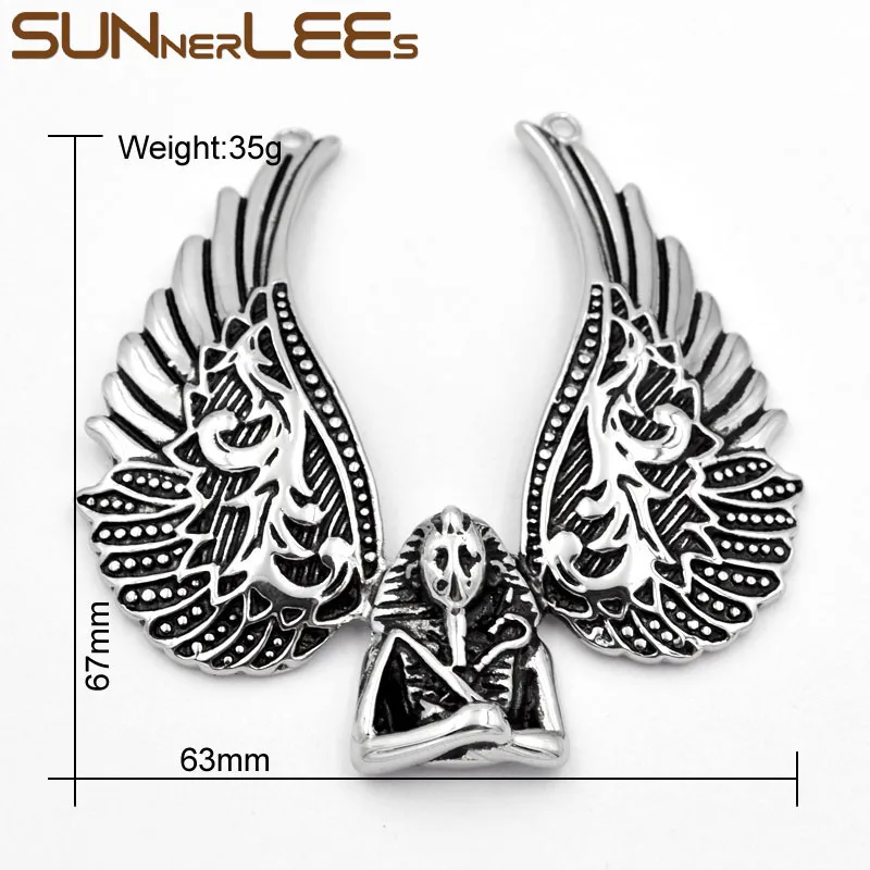 SUNNERLEES 316L Подвеска из нержавеющей стали ожерелье хип-хоп панк крылья Фараона