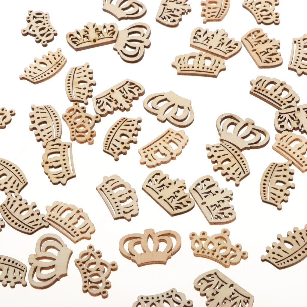 50 необработанных деталей в форме короны деревянные поделки для изготовления