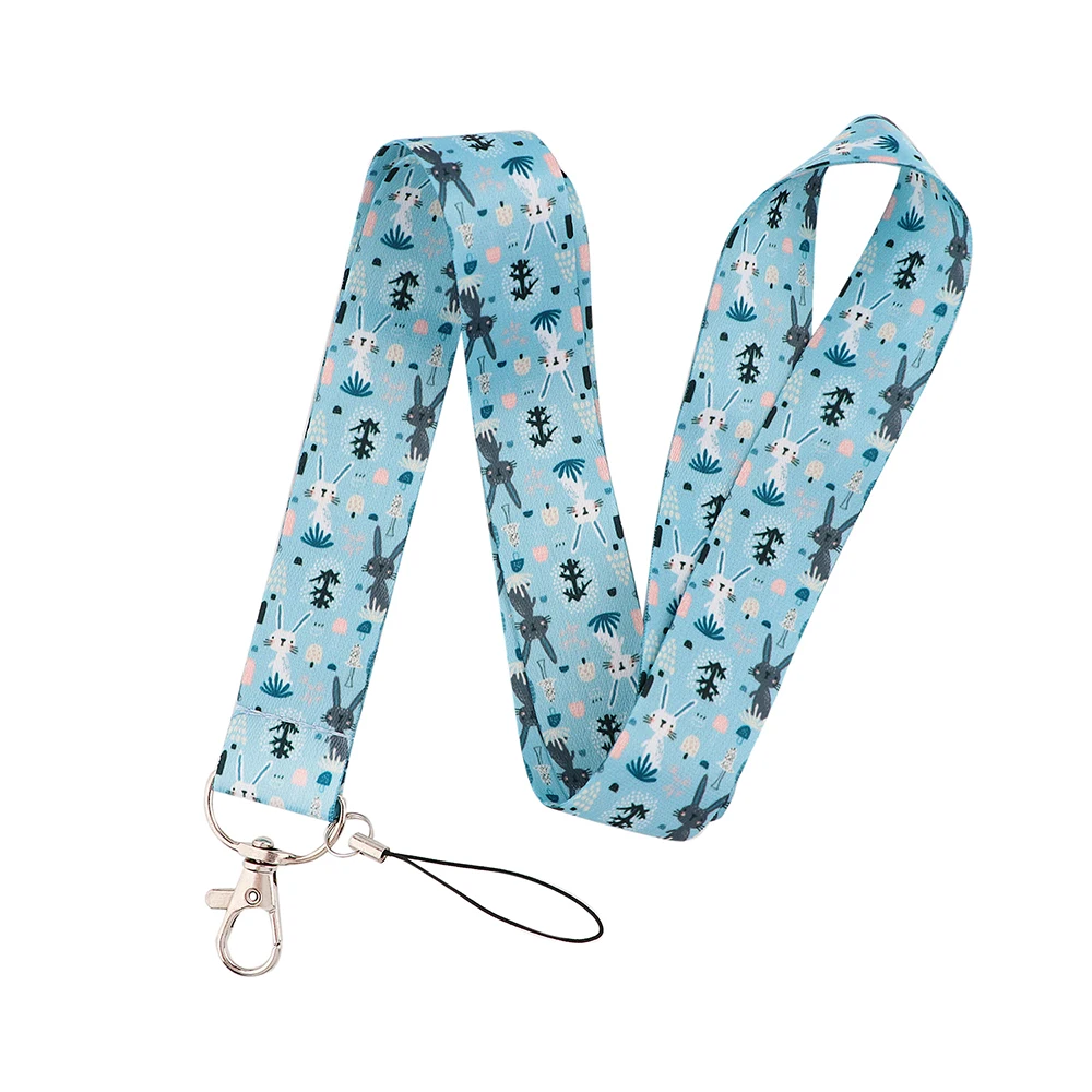 

YL777 Lovely Rabbit Lanyard for keys ID Card Gym Mobile Phone Straps USB Badge Holder DIY Hang Rope Lariat Accessories