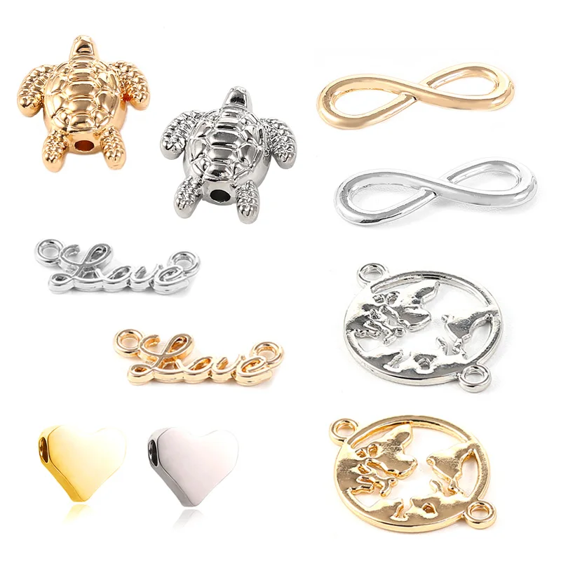 10 шт./лот оптовая продажа золотые подвески в форме сердца для изготовления