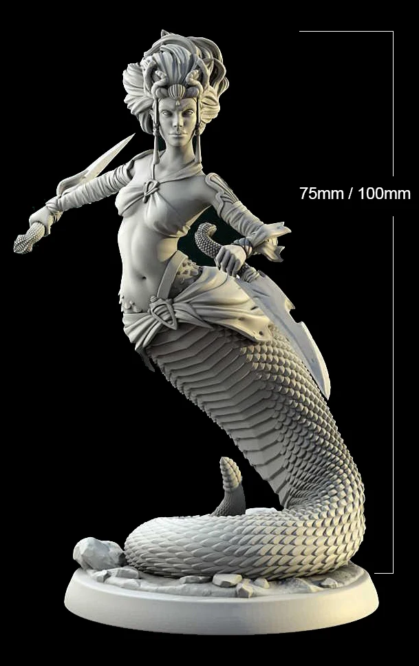 

1/24 75mm 1/18 100mm Resin Model Kits Snake Queen Unpainted No Color RW-115