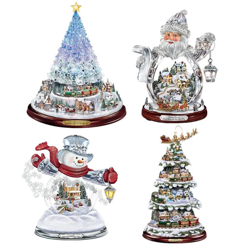 

Christmas Tree Rotating Sculpture Train Decorations Paste Window Paste Stickers Christmas Decorations Winter Home Decoration