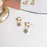 mihan 925 silver needle delicate jewelry flower earrings new design high quality crystal chain drop earrings for girl lady gifts