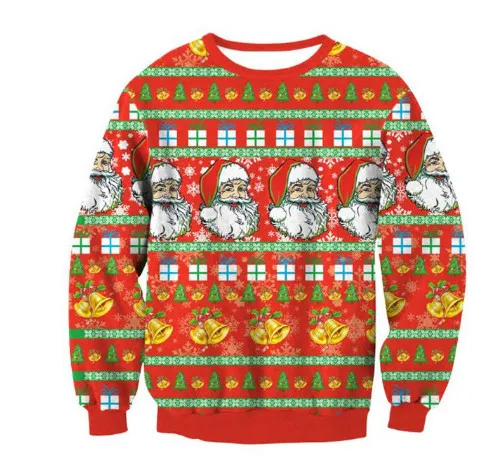 Size M Модный унисекс Мужской Женский Уродливый Рождественский свитер Санта-эльф с рождественским принтом Новинка Осень-зима блузки одежда - Цвет: Size M