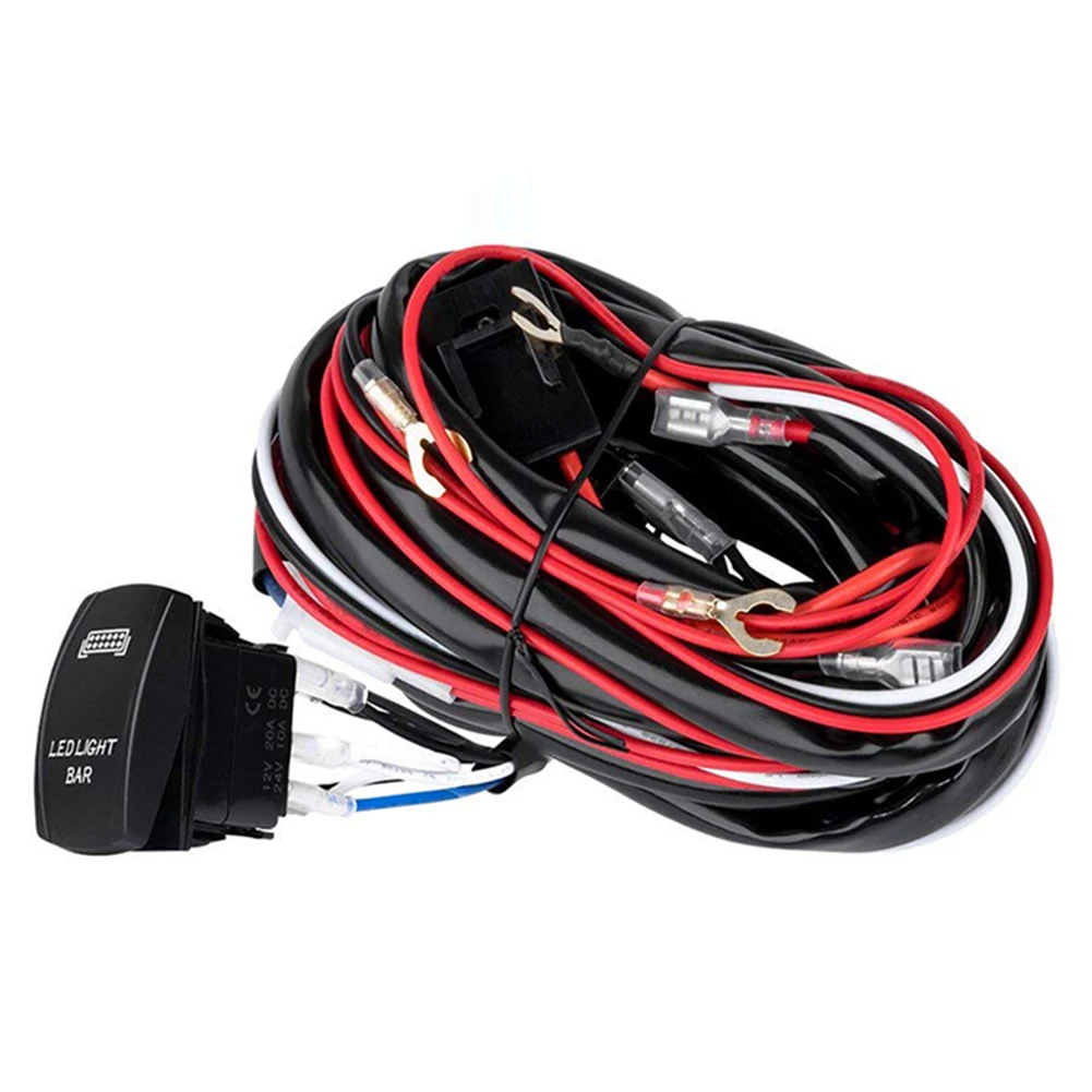 

Professional LED Light Bar Wire Wiring Harness Kit 2 Lead with Rocker Switch 40A Relay 30A 300W Fuse Device Spare Parts
