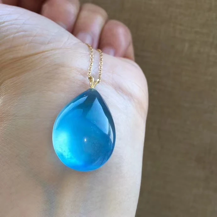 Натуральный аквамарин подвеска для мужчин и женщин новый подарок 28*22*12 мм синий