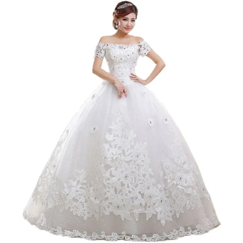 

Wholesale 2020 New Car Bone Flower Korean Court off-Shoulder Wedding Dress Supply
