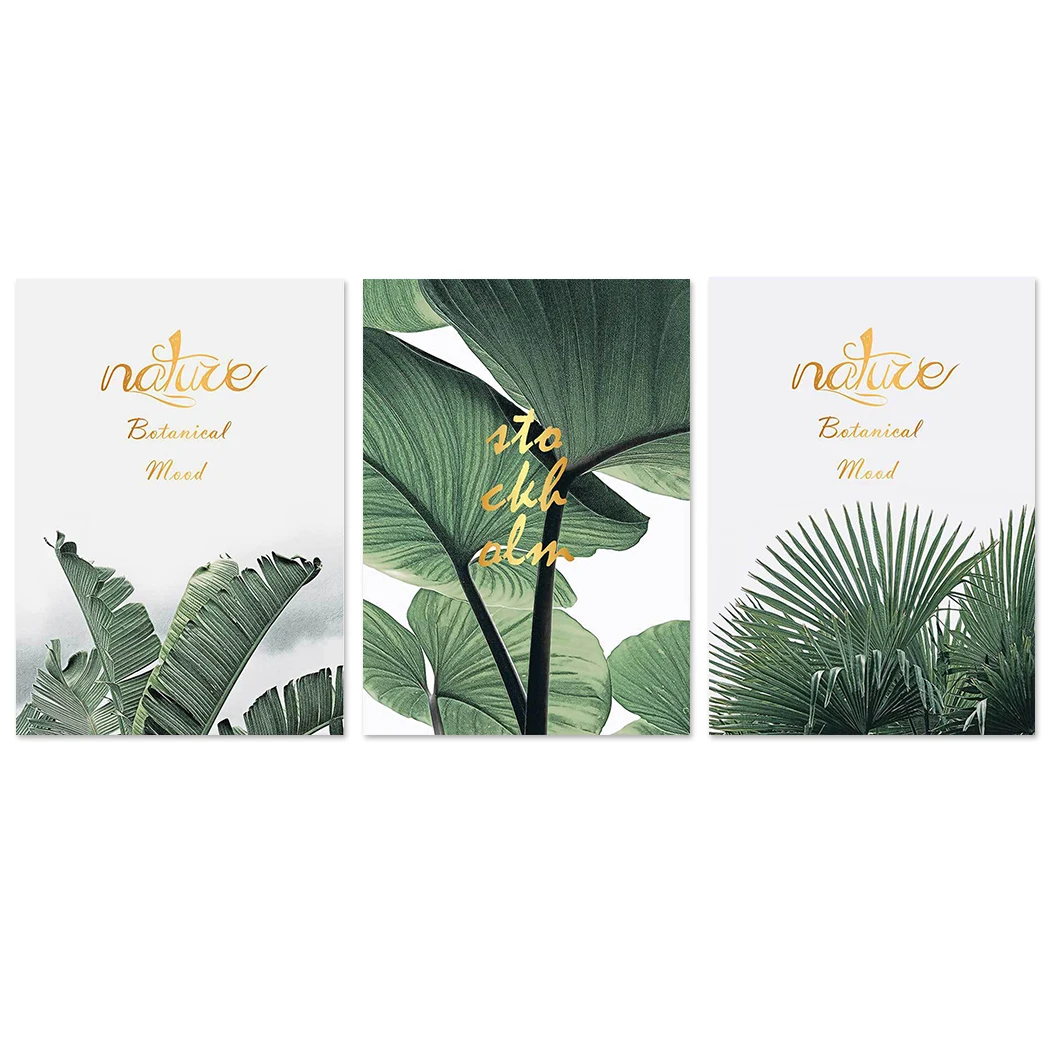 

3PCS Tropical Leave Botanical Wall Art Canvas Print Plant Casual Canvas Wall Art Wall Picture For Living Room