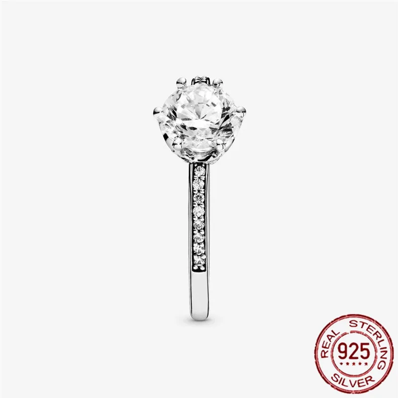 

Hot 925 Silver Shining Crown Wedding Rings With Crystal European Authentic Compatible With Original Rings For Women Jewelry