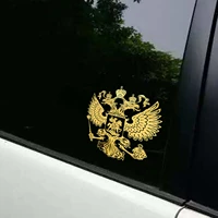 1 pc coat of arms russia nickel metal decals russian federation eagle emblem car sticker gold sliver kk6x4cm