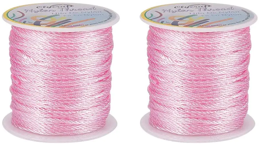 

100 Yards 1mm Nylon Cord Pearl Pink Metallic Twisted Nylon Cord Nylon Beading Cord for Jewelry Making and Crafts
