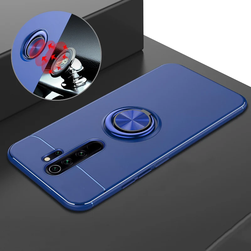 Кольцевой кронштейн, чехол для телефона для Xiaomi Redmi Note 8 Pro, чехол, Мягкий Силиконовый противоударный чехол на заднюю панель для Redmi Note 7 8 Pro, кольцевой чехол - Цвет: Full Blue